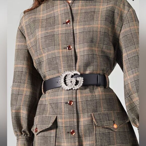 Gucci Marmont Wide Double Gg Crystal Embellished Belt 582100 95/38 - Picture 2 of 11